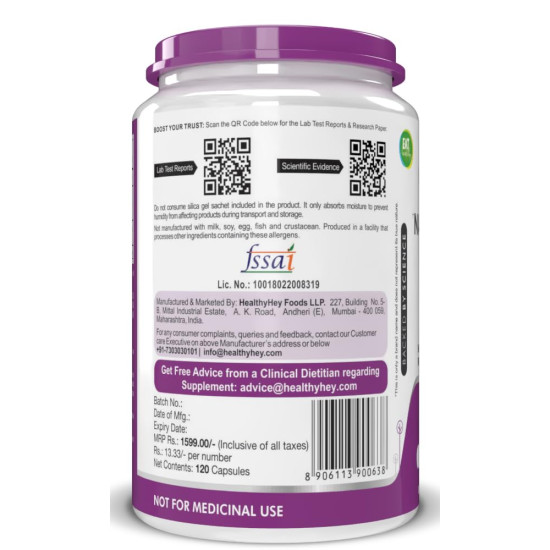 HealthyHey Nutrition Vitamin D3 K2 Supplement Capsules | D3 Derived from Natural | 100% Veg Vitamin K2 Mk7 + Vitamin D3 Capsule | Non-GMO |Non -Synthetic (120 Veg. Capsules)