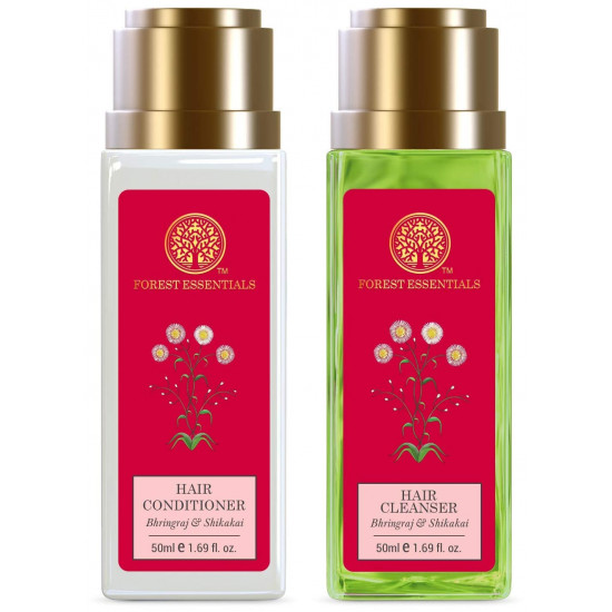 Forest Essentials Hair Cleanser Bhringraj and Shikakai, 50ml & Forest Essentials Hair Conditioner Bhringraj and Shikakai, 50ml