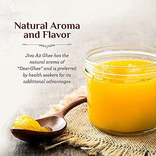 Jiva Gir Desi Cow A2 Ghee 300 ml | Sourced from A2 milk from Gir Cows & Made With Bilona Churning Process | Excellent source of OMEGA 3, OMEGA 6, Vitamins B2, B12, B6, C, E & K (Pack Of 1)