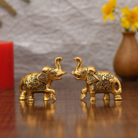 Collectible India Elephant Trunk Up Showpiece Decorative Items figurine for Home Decoration - Diwali Decoration Items for Home decor -Diwali Gift Gold Plated Statue Home/Office Table Living Room Decor
