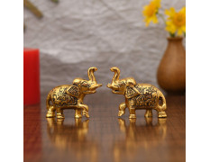Collectible India Elephant Trunk Up Showpiece Decorative Items figurine for Home Decoration - Diwali Decoration Items for Home decor -Diwali Gift Gold Plated Statue Home/Office Table Living Room Decor