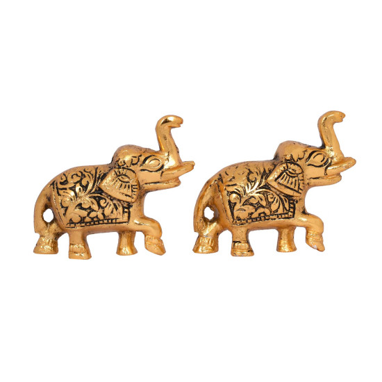 Collectible India Elephant Trunk Up Showpiece Decorative Items figurine for Home Decoration - Diwali Decoration Items for Home decor -Diwali Gift Gold Plated Statue Home/Office Table Living Room Decor