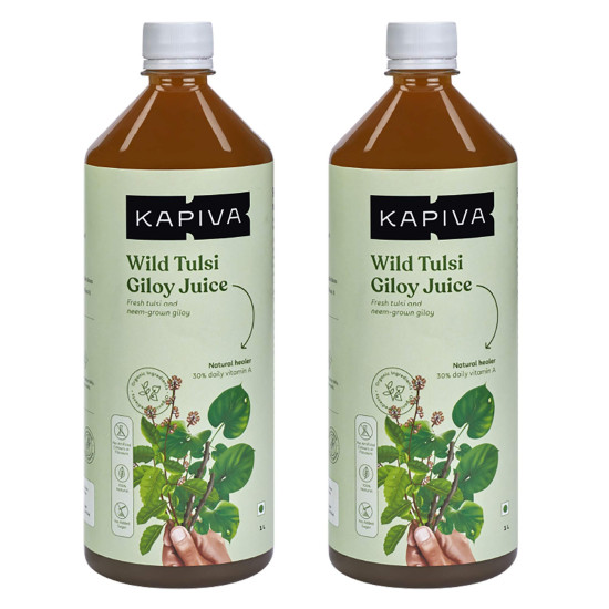 Kapiva Wild Tulsi Giloy Juice (2L) | Fresh Tulsi and Neem-grown Giloy to Support Immune Health - Super Saver Pack of 2