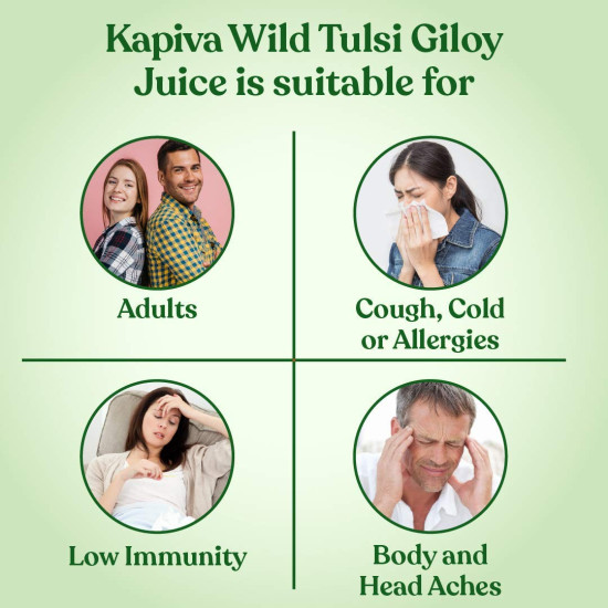 Kapiva Wild Tulsi Giloy Juice (2L) | Fresh Tulsi and Neem-grown Giloy to Support Immune Health - Super Saver Pack of 2