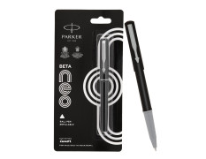Parker Beta Neo Chrome Trim Ball Pen | Blue Ink | Black Body Color | Ballpoint Pen For Smooth Writing | Ergonomic Design, Write With Confidence Anytime, Anywhere