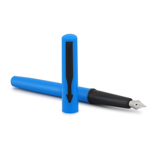 Parker Beta Neo Chrome Trim Fountain Pen| Blue Body Color With 1 Ink Cartridge | Ink Color - Blue | Unique Gift For Employees | Leading Pen For Corporate