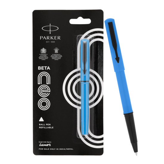 Parker Beta Neo Chrome Trim Ball Pen| Blue Body Color| Ink Color - Blue | Perfect For Corporate Gifting | Elite Pen For Professionals
