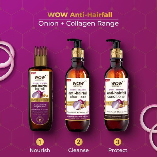 WOW Skin Science Onion Black Seed Hair Oil - WITH COMB APPLICATOR - Controls Hair Fall - NO Mineral Oil, Silicones, Cooking Oil & Synthetic Fragrance - 200mL