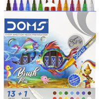 DOMS 14 Shades Brush Pen Box Pack | Super Soft Tip With Brilliant Colors | Water Based Ink Which Gives Water Color Effect | Pack Of 1, Multicolor