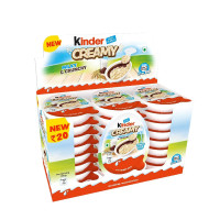 Kinder Creamy Pack of 24 Milky and Cocoa Chocolate with Extruded Rice - Delicious Family Snack
