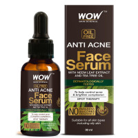 WOW Skin Science Anti Acne Face Serum | Natural Neem Leaf & Tea Tree Oil | Reduce Spots, Skin Repair, Pimple Free, Bright Skin | No Parabens | Face Serum for Women & Men | 30 ml