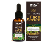 WOW Skin Science Anti Acne Face Serum | Natural Neem Leaf & Tea Tree Oil | Reduce Spots, Skin Repair, Pimple Free, Bright Skin | No Parabens | Face Serum for Women & Men | 30 ml