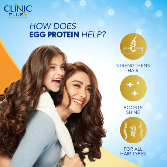 Clinic Plus Strength & Shine, Shampoo, 355ml, with Egg Protein, All Hair Types, for Women & Men