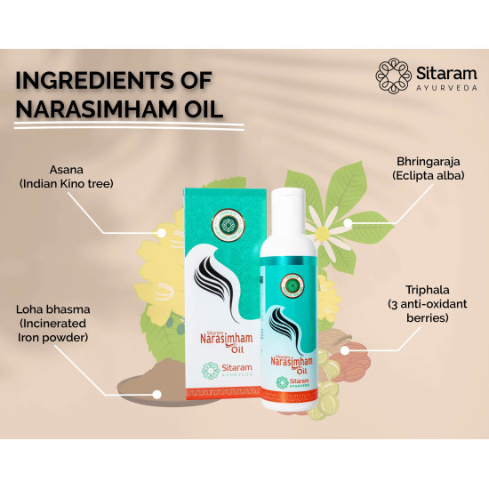 Sitaram Ayurveda Narasimham Herbal Hair Oil 100ml | Kerala Ayurvedic Hair Oil With Bhringraj and Amla | For Strong & Long Hair