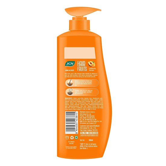 Joy Hair Fruits Long & Silky Conditioning Shampoo Enriched with Apricot & Peach, 650 ml