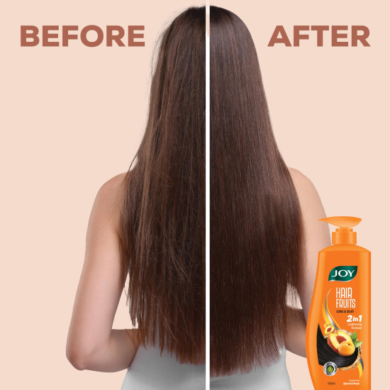 Joy Hair Fruits Long & Silky Conditioning Shampoo Enriched with Apricot & Peach, 650 ml