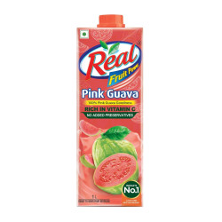 DABUR Real Pink Guava Fruit Juice 1L Rich In Vitamin C No Added Preservatives, No Artificial Colors & Flavours Goodness Of Best Fruits Tasty, Refreshing & Energising Drink