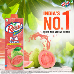 DABUR Real Pink Guava Fruit Juice 1L Rich In Vitamin C No Added Preservatives, No Artificial Colors & Flavours Goodness Of Best Fruits Tasty, Refreshing & Energising Drink