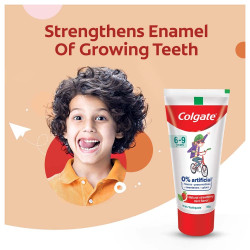 Colgate Toothpaste for Kids (6-9 years), Natural Strawberry Mint Flavour, 0% Artificial- 80g with Kid's Wonder Woman Extra Soft Toothbrush (5+ yrs) - 1 Pc