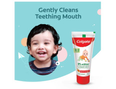 Colgate Kids Cavity Protection Toothpaste for 0-2 Years, 140g (70g x 2), Natural Fruit Flavour, 0% Artificial substances, SLS Free, Fluoride Free with Kid's Extra Soft Toothbrush (1 pc) (0- 24 months)