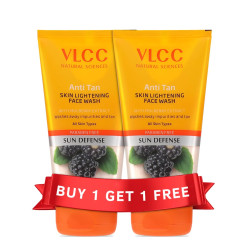 VLCC Anti Tan Skin Lightening Face Wash - 150ml X 2 (300ml) Buy One Get One (Pack of 2) with Mulberry & Orange Peel Extract | Protect against Harsh Sun Damage, UAV And UVB Rays