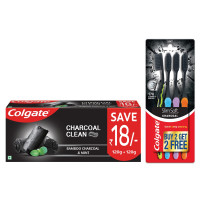 Colgate Charcoal Clean Black Gel Toothpaste, Saver Pack of 240g with Slim Soft Charcoal Toothbrush - Deep Clean & Refreshing
