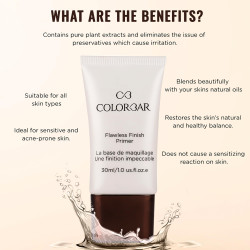 Colorbar Cosmetics Flawless Finish Primer 30 ml, Transparent |Moisturizes Skin | Gel based light weight formula |Provides Radiant & Smooth Finish