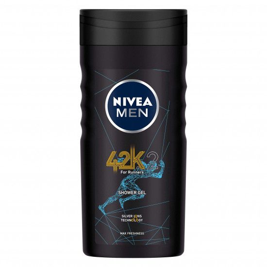 NIVEA MEN Body Wash, 42k, 250 ml | with Silver Ions Technology for Max Freshness | 3 in 1 Shower Gel for Body, Face & Hair