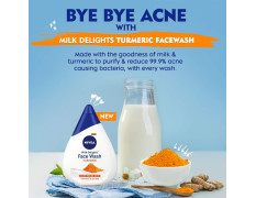 NIVEA Milk Delights Turmeric Face Wash 100ml | With Milk and Turmeric| Reduces 99.9% Pimple Causing Bacteria | Best Suited pH for Skin | All Skin Types