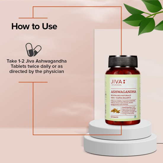 Jiva Ashwagandha Tablets 500mg | Pure Herbs Used | 100% Pure & Natural - 120 Tablet In Each (Pack of 2)
