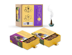 PHOOL LUXURY INCENSE Pack Of 2 Natural Incense Cones, Meditation Pack - 80 Organic Dhoop Cones | Fragrances - Nagchampa & Patchouli | Dhoop Cones For Pooja | Free Dhoop Stand Inside