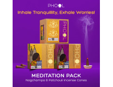 PHOOL LUXURY INCENSE Pack Of 2 Natural Incense Cones, Meditation Pack - 80 Organic Dhoop Cones | Fragrances - Nagchampa & Patchouli | Dhoop Cones For Pooja | Free Dhoop Stand Inside