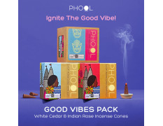 PHOOL LUXURY INCENSE Good Vibes Pack Of 80 Natural Dhoop Cones | Indian Rose & White Cedar | Special Pack Of 80 Dhoop Cones For Pooja - 500 Gms | Sulphur & Charcoal Free