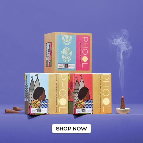 PHOOL LUXURY INCENSE Good Vibes Pack Of 80 Natural Dhoop Cones | Indian Rose & White Cedar | Special Pack Of 80 Dhoop Cones For Pooja - 500 Gms | Sulphur & Charcoal Free