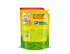 Vim Dishwash Liquid Gel Lemon Refill Pouch, 2 Ltr | Dishwash Gel Infused With The Power Of Lemons | Leaves No Residue