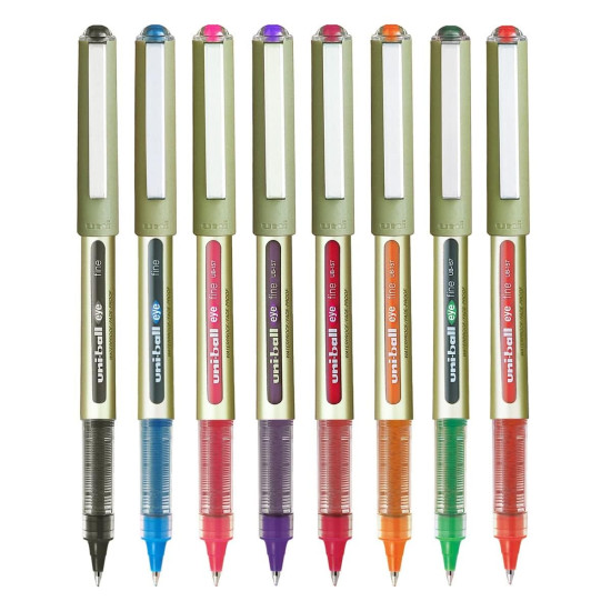 uni-ball Eye UB157 0.7 mm Roller Ball Pens, Multicolour Ink, Pack of 8
