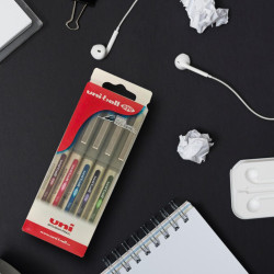 Uniball Eye UB 157 Roller Pen Wallet Pack | Blue, Black, Red, Green & Pink Ink, Pack of 5