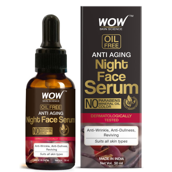 WOW Skin Science Anti Aging Night Face Serum | Oil Free | Vitamin B & Pro Vitamin B5 for Skin Repair & Anti Aging | Reduces Spots, Prevents Dull Skin | For Women & Men | 50 ml