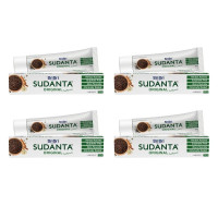 Sri Sri Tattva Sudanta Original Toothpaste - All Natural, Fluoride Free Tooth Paste with Cloves, Cinnamon, Bakul & More - 200g (Pack of 4), for Kids and Adults