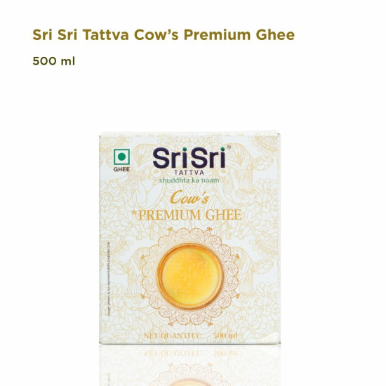 Sri Sri Tattva Premium Cow Ghee 500 ml | Pure Cow Ghee | Vedic Bilona Method | Natural, Lactose & Gluten-Free | Excellent for Digestion I Pack of 3