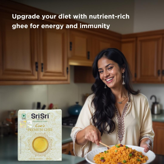 Sri Sri Tattva Premium Cow Ghee 500 ml | Pure Cow Ghee | Vedic Bilona Method | Natural, Lactose & Gluten-Free | Excellent for Digestion I Pack of 3