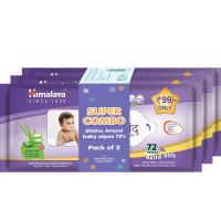 Shishu Anand Baby Wipes with Aloe Vera & Licorice, 72 Wipes (Pack of 3) | pH Balanced | Gentle on Skin | Clinically Tested