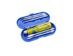 TATA Agrico 5-in-1 Screwdriver Set | Multi-Purpose Hand Tool Kit with Flat Blades, Poker Bars & Extension Rod | Durable Screw Driver Kit for Home, Garage & Industrial Use (Yellow)