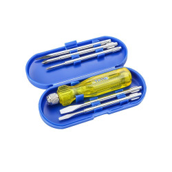 TATA Agrico 5-in-1 Screwdriver Set | Multi-Purpose Hand Tool Kit with Flat Blades, Poker Bars & Extension Rod | Durable Screw Driver Kit for Home, Garage & Industrial Use (Yellow)