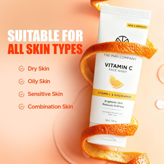 The Man Company Vitamin C Gel Face Wash For Man - Stable Vitamin C & Niacinamide Face Wash | Brightening, Glowing | Hydrates | Suitable For Oily, Dry & Sensitive Skin 100ml The Man Company Vitamin C Gel Face Wash For Man - Stable Vitamin C & Niacinamide Face Wash | Brightening, Glowing | Hydrates | Suitable For Oily, Dry & Sensitive Skin 100ml