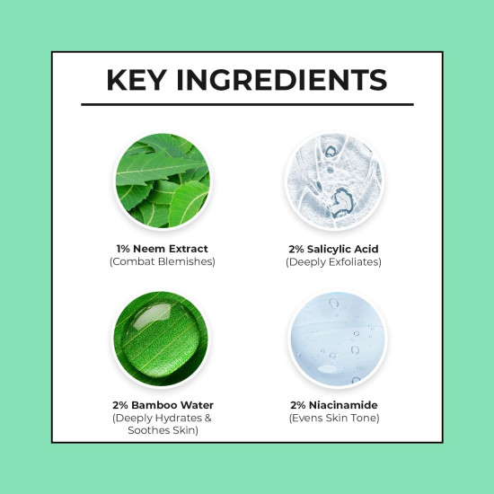 Dr. Sheth's Neem & Salicylic Acid Serum For Active Acne,Blackheads & Open Pores|2% Salicylic Acid & 1% Niacinamide|For Oily & Acne-Prone Skin|Men & Women|30Ml