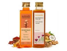 Auravedic Kumkumadi tailam for face Kumkumadi face oil for glowing skin & Nalpamaradi thailam 100 ml pack of 2 kumkumadi oil pigmentation serum body oil after bath for daily use