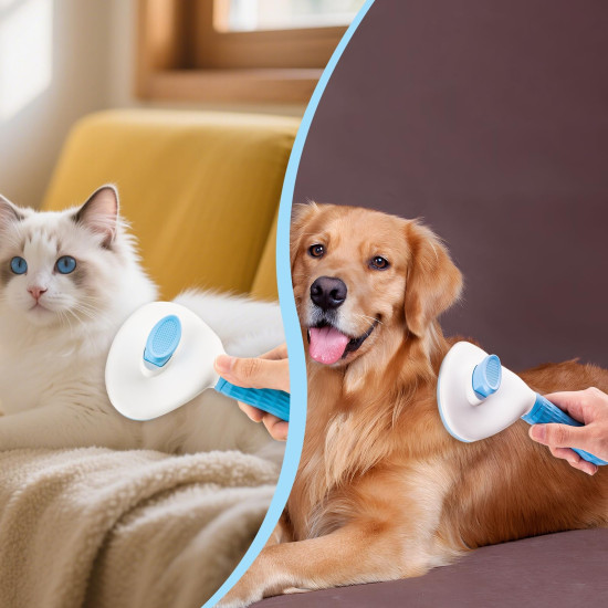 Depets Self Cleaning Slicker Brush, Pet Grooming Shedding Brush for Dogs and Cats - Easy to Remove Loose Undercoat, Pet Massaging Tool Suitable for Pets with Long or Short Hair Color May Vary Depets Self Cleaning Slicker Brush, Pet Grooming Shedding Brush for Dogs and Cats - Easy to Remove Loose Undercoat, Pet Massaging Tool Suitable for Pets with Long or Short Hair Color May Vary
