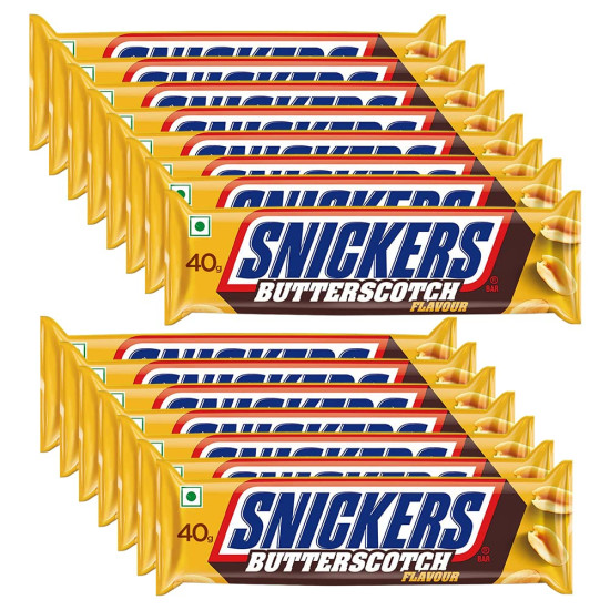 Snickers Butterscotch Chocolate Bar | Loaded with Delicious Butterscotch Nougat and Caramel | Nutty Delight for Gifting on All Occasions | 40g | Pack of 15