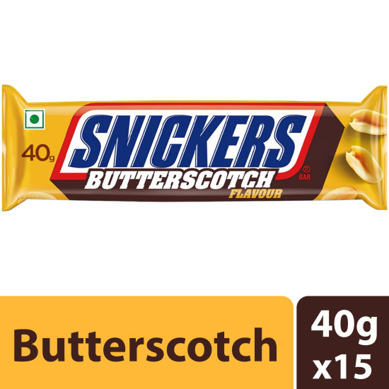 Snickers Butterscotch Chocolate Bar | Loaded with Delicious Butterscotch Nougat and Caramel | Nutty Delight for Gifting on All Occasions | 40g | Pack of 15